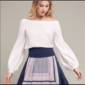 ANTHROPOLOGIE FLOREAT White Off the Shoulder Top